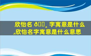 欣怡名 🕸 字寓意是什么,欣怡名字寓意是什么意思
